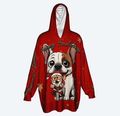 Happy Howlidays - Honey Pied French bulldog. Cosy Oversized Christmas Hoodie  - Your Personal Cloud of Comfort.