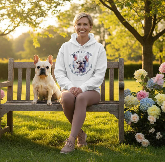 White French Bulldog in watercolors with Mob text. Classic Unisex Pullover Hoodie | Gildan® 18500