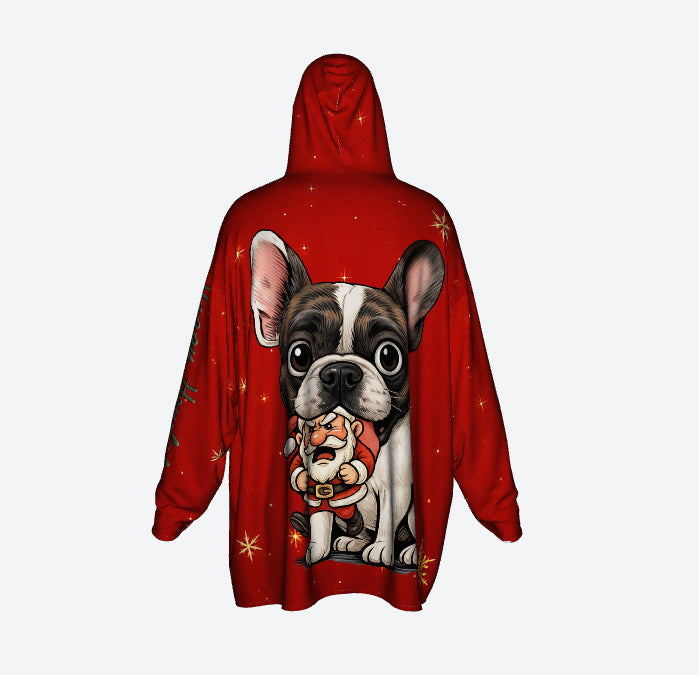 Happy Howlidays - Brindle Pied French bulldog. Cosy Oversized Christmas Hoodie  - Your Personal Cloud of Comfort.