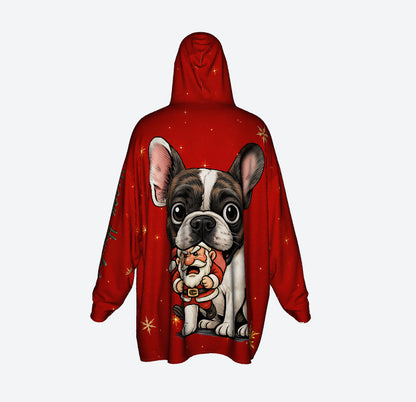 Happy Howlidays - Brindle Pied French bulldog. Cosy Oversized Christmas Hoodie  - Your Personal Cloud of Comfort.