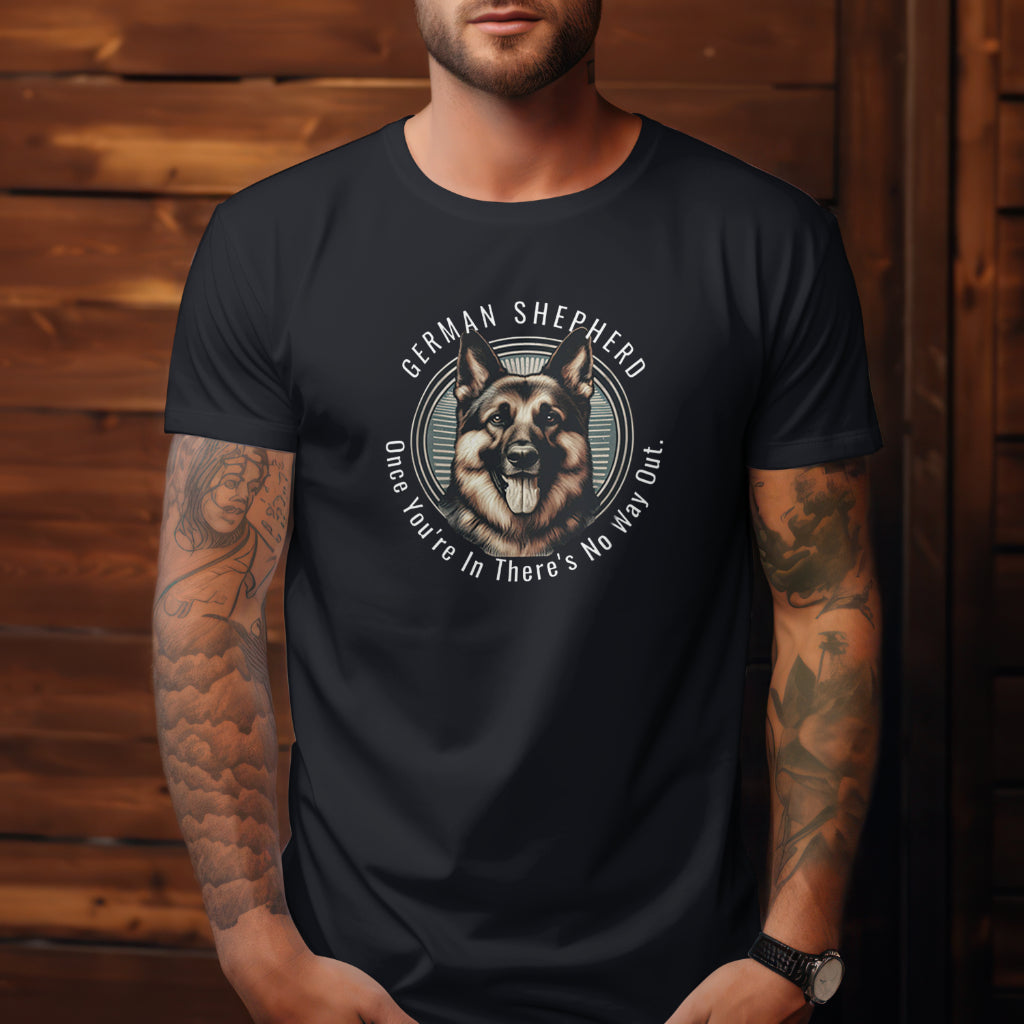 German Shepherd with Mob Text. Premium Unisex Crewneck T-shirt | Bella + Canvas 3001