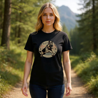 German Shepherd with Mob Text. Premium Unisex Crewneck T-shirt | Bella + Canvas 3001