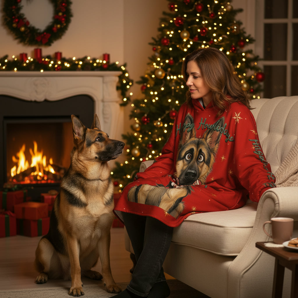 Happy Howlidays - German Shepherd. Cosy Oversized Christmas Hoodie  - Your Personal Cloud of Comfort.