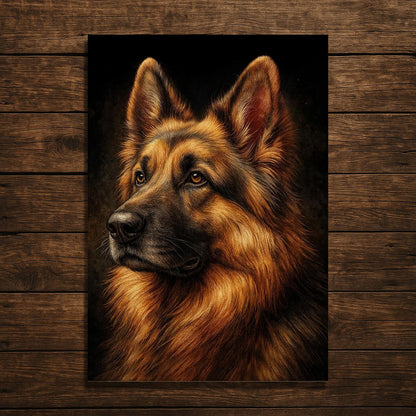 Vintage German Shepherd Canvas Painting – Premium Art Print