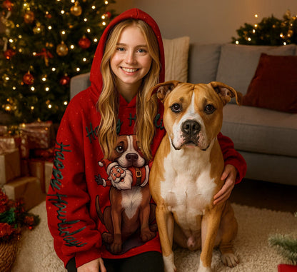 Happy Howlidays - Amstaff. Cosy Oversized Christmas Hoodie  - Your Personal Cloud of Comfort.