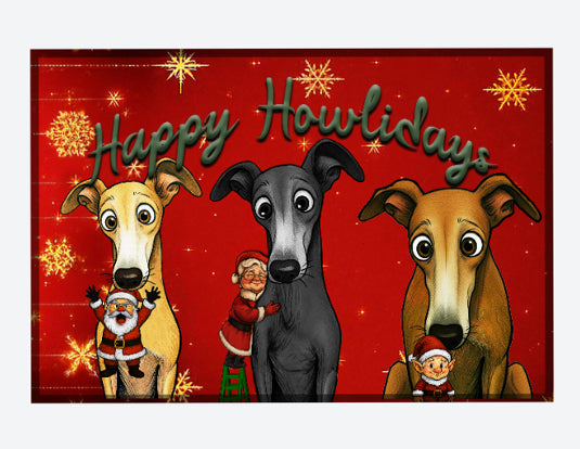 Happy Howlidays - Italian Greyhound/Greyhound, Whippet and Lurcher. Christmas Blanket with One-Sided AOP Print