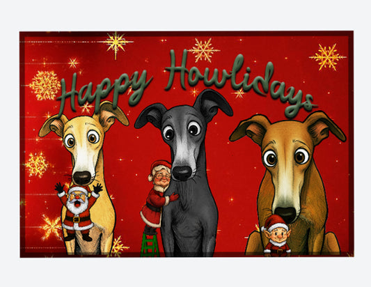 Happy Howlidays - Italian Greyhound/Greyhound, Whippet and Lurcher. Christmas Blanket with One-Sided AOP Print