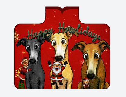 Happy Howlidays - Italian Greyhound/Greyhound, Whippet and Lurcher. Full Print Hooded Blanket