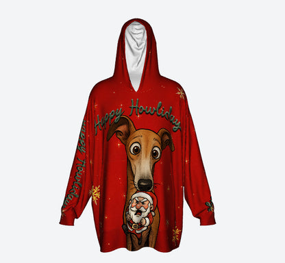 Happy Howlidays - Italian Greyhound/Greyhound, Whippet and Lurcher.  Cosy Oversized Christmas Hoodie  - Your Personal Cloud of Comfort.