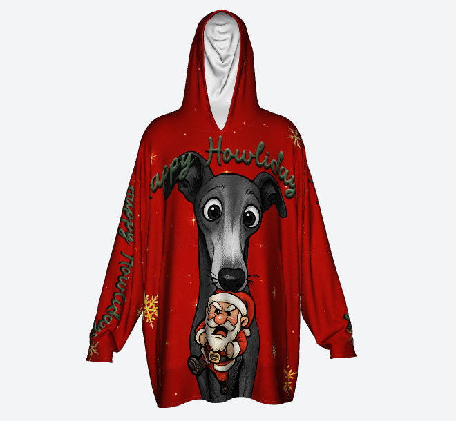 Happy Howlidays -Italian Greyhound/Greyhound, Whippet and Lurcher. Cosy Oversized Christmas Hoodie  - Your Personal Cloud of Comfort.