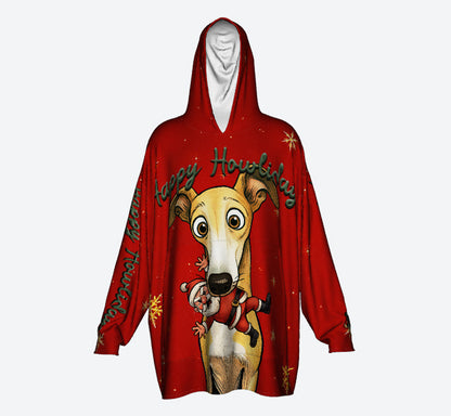 Happy Howlidays - Italian Greyhound/Greyhound, Whippet and Lurcher.  Cosy Oversized Christmas Hoodie  - Your Personal Cloud of Comfort.