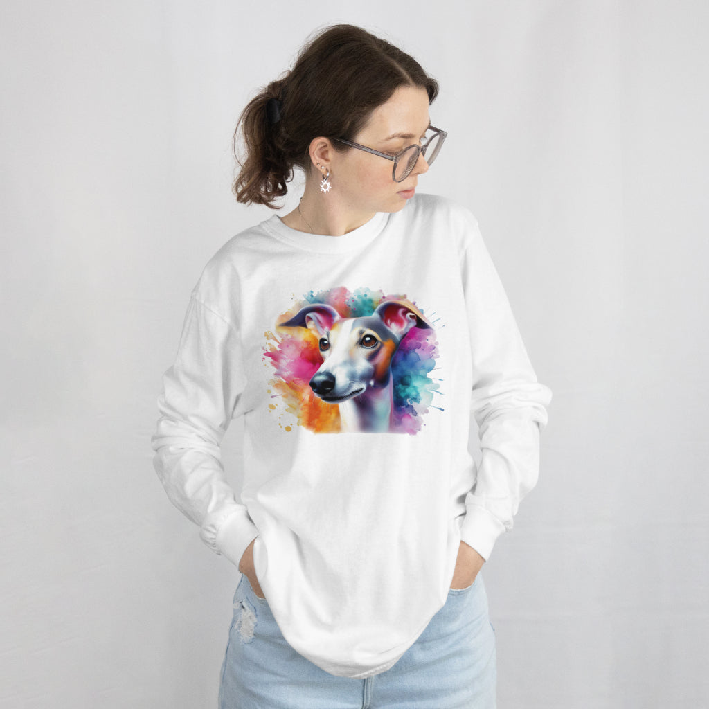 Italian Greyhound/Whippet in watercolor.  Classic Unisex Longsleeve T-shirt