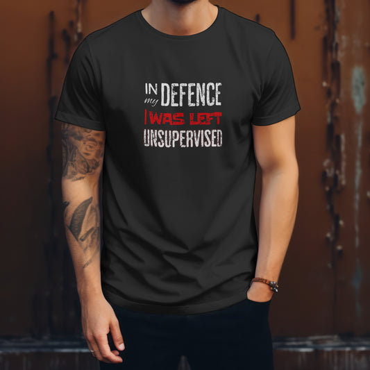 In My Defence... - Premium Unisex Crewneck T-shirt | Bella + Canvas 3001 Black