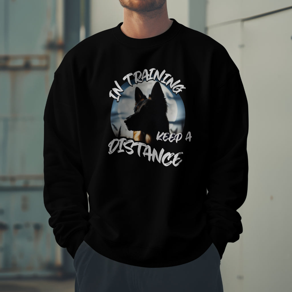 In Training -German Shepherd In Moonlight. Front And Back Print.  Classic Unisex Crewneck Sweatshirt | Gildan® 18000