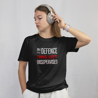 In My Defence... - Premium Unisex Crewneck T-shirt | Bella + Canvas 3001 Black