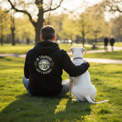 Vi tränar - Vit boxer. Tryck fram och bak. Classic Unisex Zip Hoodie Black