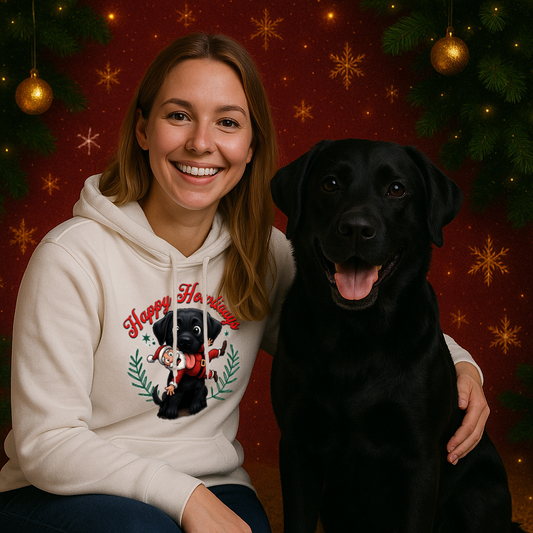 Happy Howlidays - Black Labrador. Classic Unisex Pullover Hoodie | Gildan® 18500