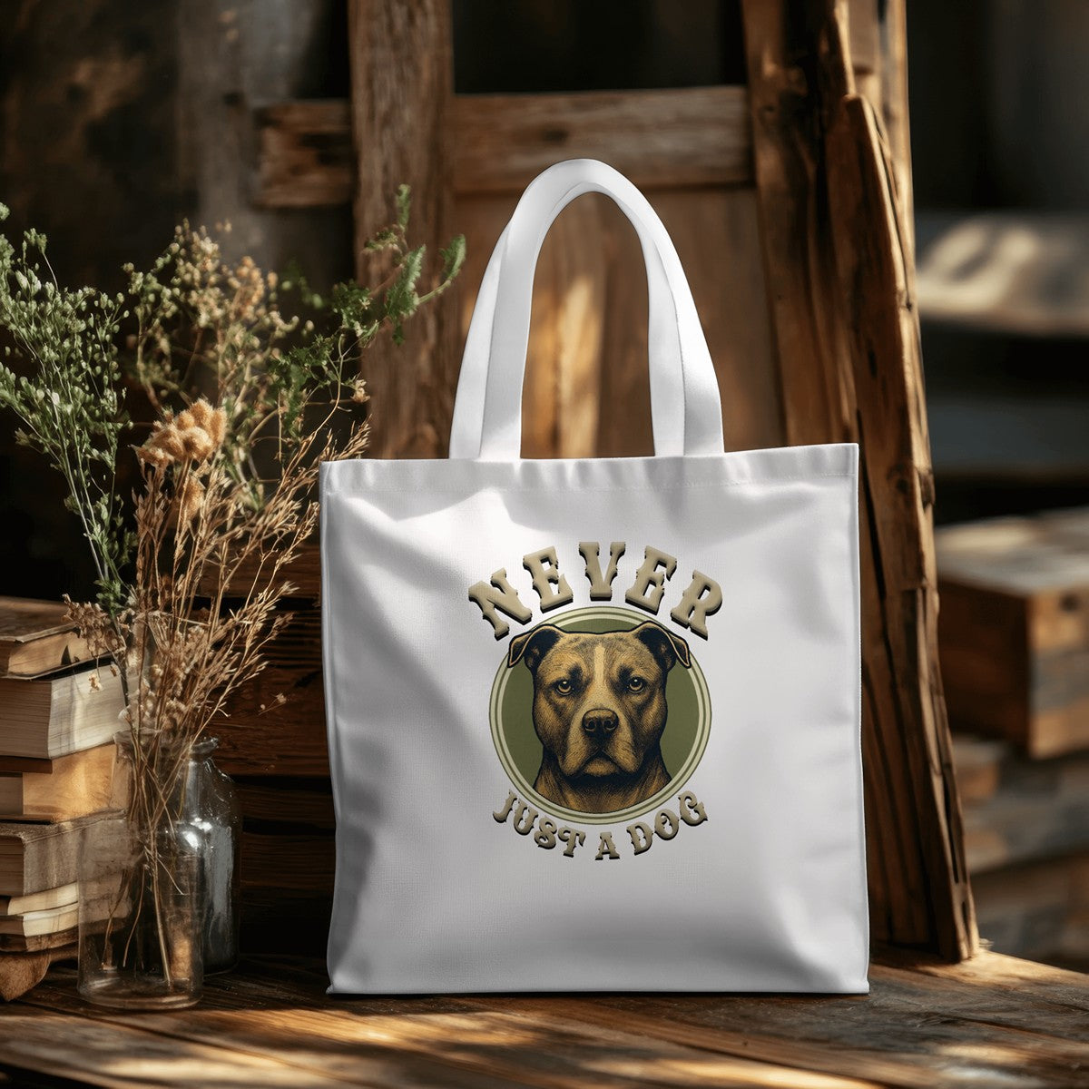 Never Just A Dog - Amstaff/Staffies/Pitbll.  Organic Long Handles Tote Bag | SOL'S Stockholm 04091