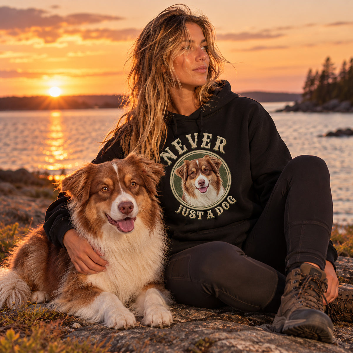 Never Just A Dog Vintage Aussie Hoodie - Premium Heavyweight Pullover