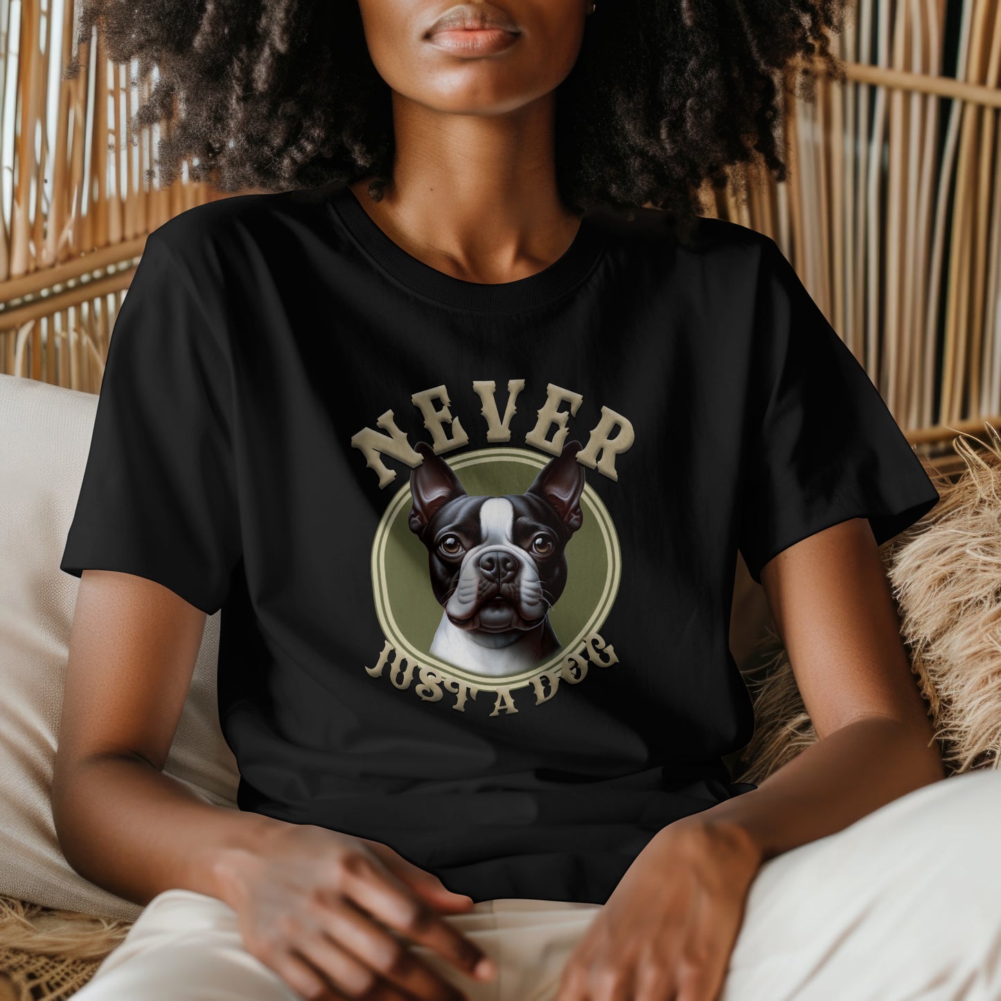 Never Just A Dog - Boston Terrier. Heavyweight Unisex Crewneck T-shirt | Gildan® 5000