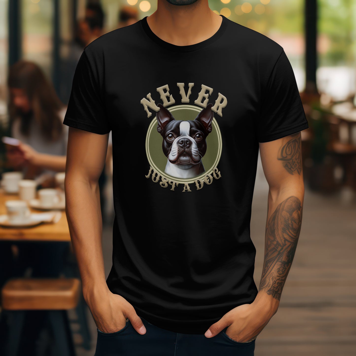Never Just A Dog - Boston Terrier. Heavyweight Unisex Crewneck T-shirt | Gildan® 5000