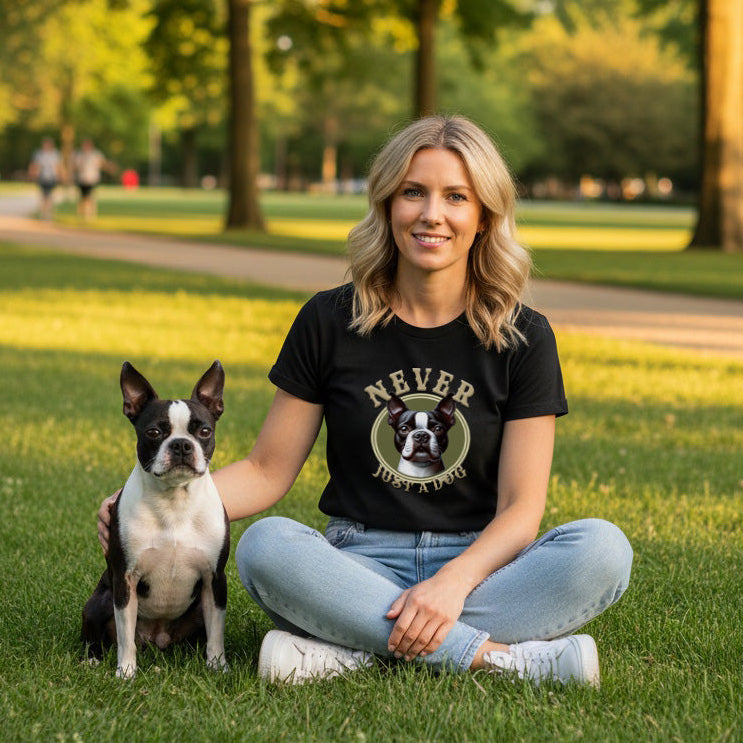 Never Just A Dog - Boston Terrier. Heavyweight Unisex Crewneck T-shirt | Gildan® 5000