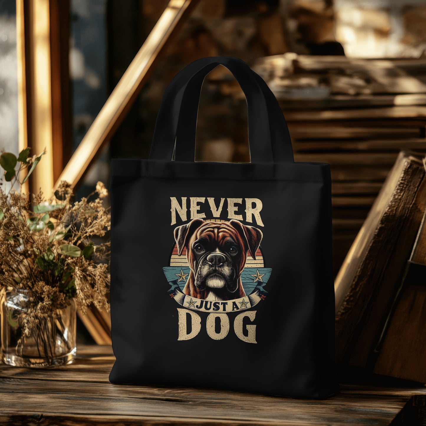Never Just A Dog - Brindle Boxer. Organic Long Handles Tote Bag | SOL'S Stockholm 04091