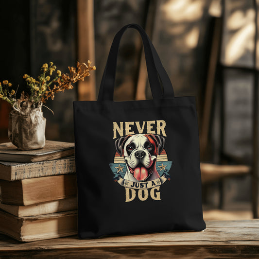 Never Just A Dog - White Boxer. Organic Long Handles Tote Bag | SOL'S Stockholm 04091