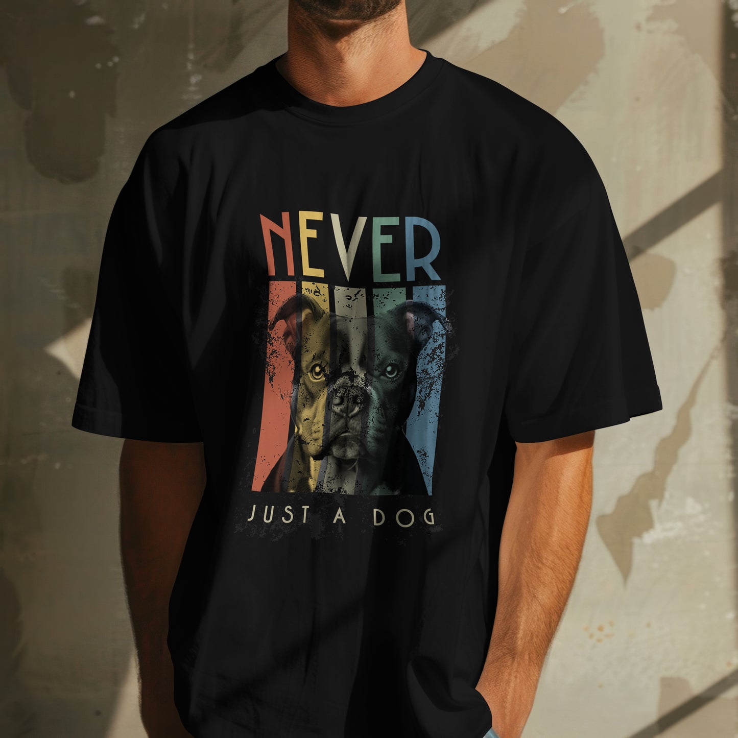 Bully/Amstaffmix/Staffiemix/Pit - Never Just A Dog. Unisex Oversized T-shirt | SOL'S Legacy 03996 Deep Black