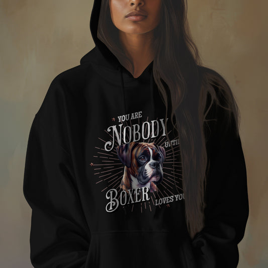 You're Nobody, Until A Boxer Loves You. Brindle Boxer. Classic Unisex Pullover Hoodie | Gildan® 18500