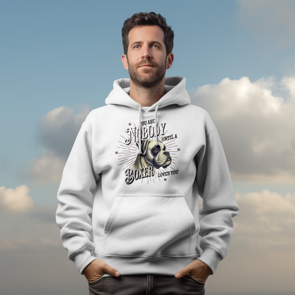 You're Nobody, Until A Boxer Loves You. White Boxer. Classic Unisex Pullover Hoodie | Gildan® 18500