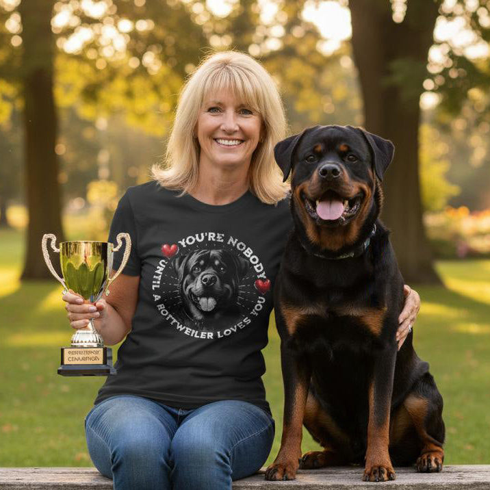 Rottweiler - You're Nobody... With hearts.  Premium Unisex Crewneck T-shirt | Bella + Canvas 3001