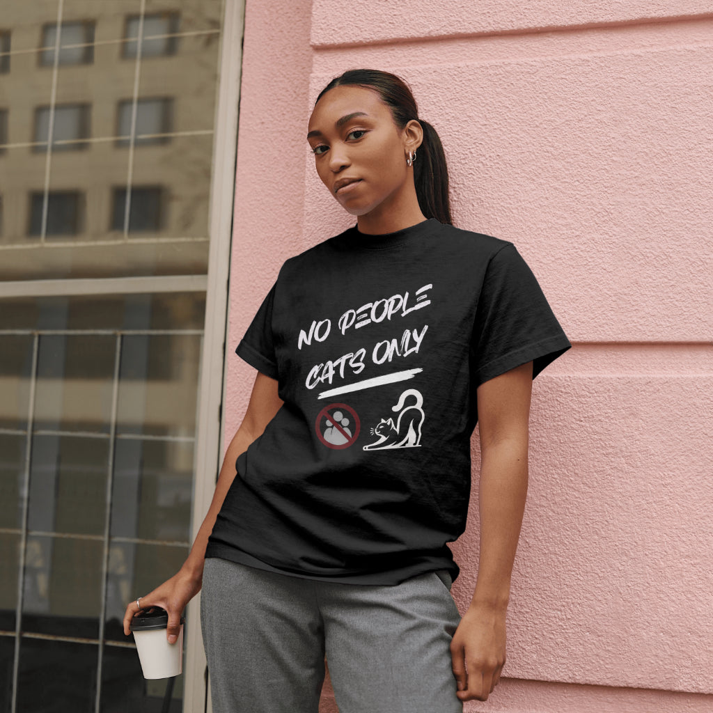 No People - Cats Only. Premium Unisex Crewneck T-shirt | Bella + Canvas 3001