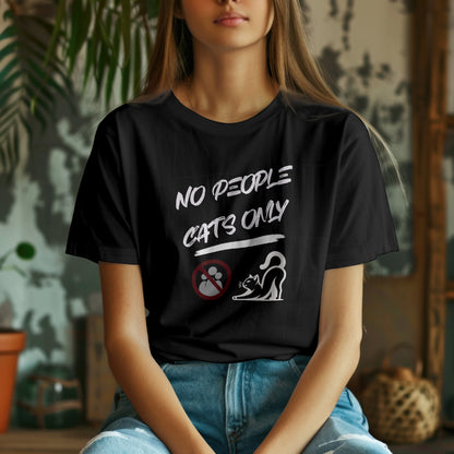 No People - Cats Only. Premium Unisex Crewneck T-shirt | Bella + Canvas 3001