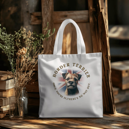 Border Terrier With Mob Text.  Organic Long Handles Tote Bag | SOL'S Stockholm 04091