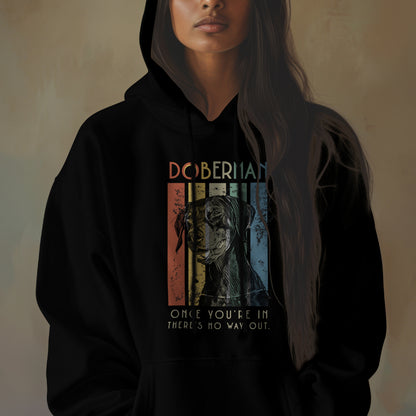 Retro Doberman with natural ears - Classic Unisex Pullover Hoodie | Gildan® 18500