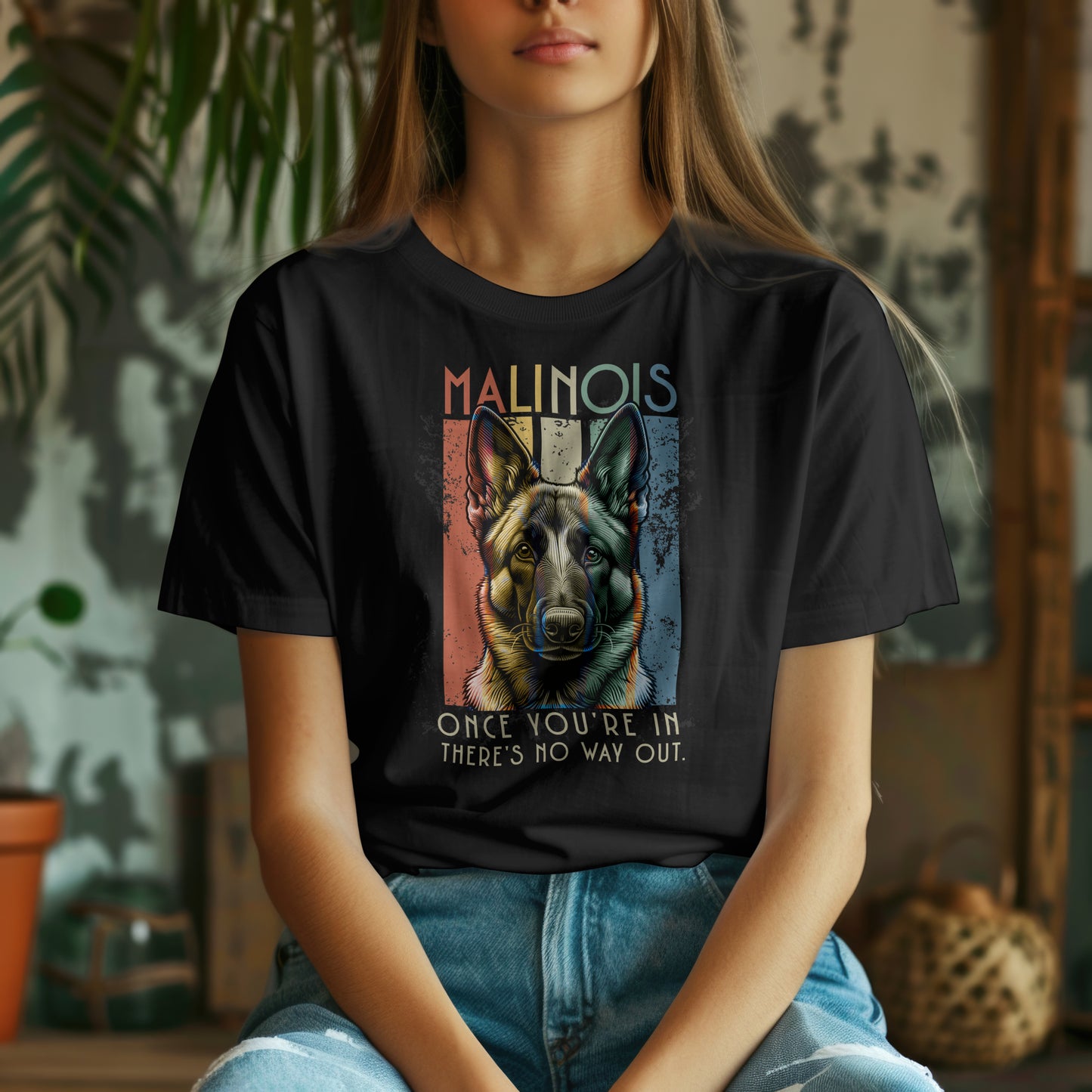 Retro Malinois. Premium Unisex Crewneck T-shirt | Bella + Canvas 3001