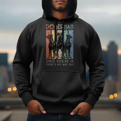 Retro Doberman with natural ears - Classic Unisex Pullover Hoodie | Gildan® 18500