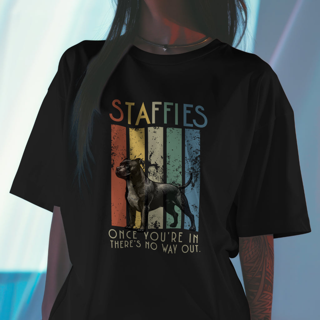 Retro Staffies - Premium Womens Crewneck T-shirt | Bella + Canvas 6004