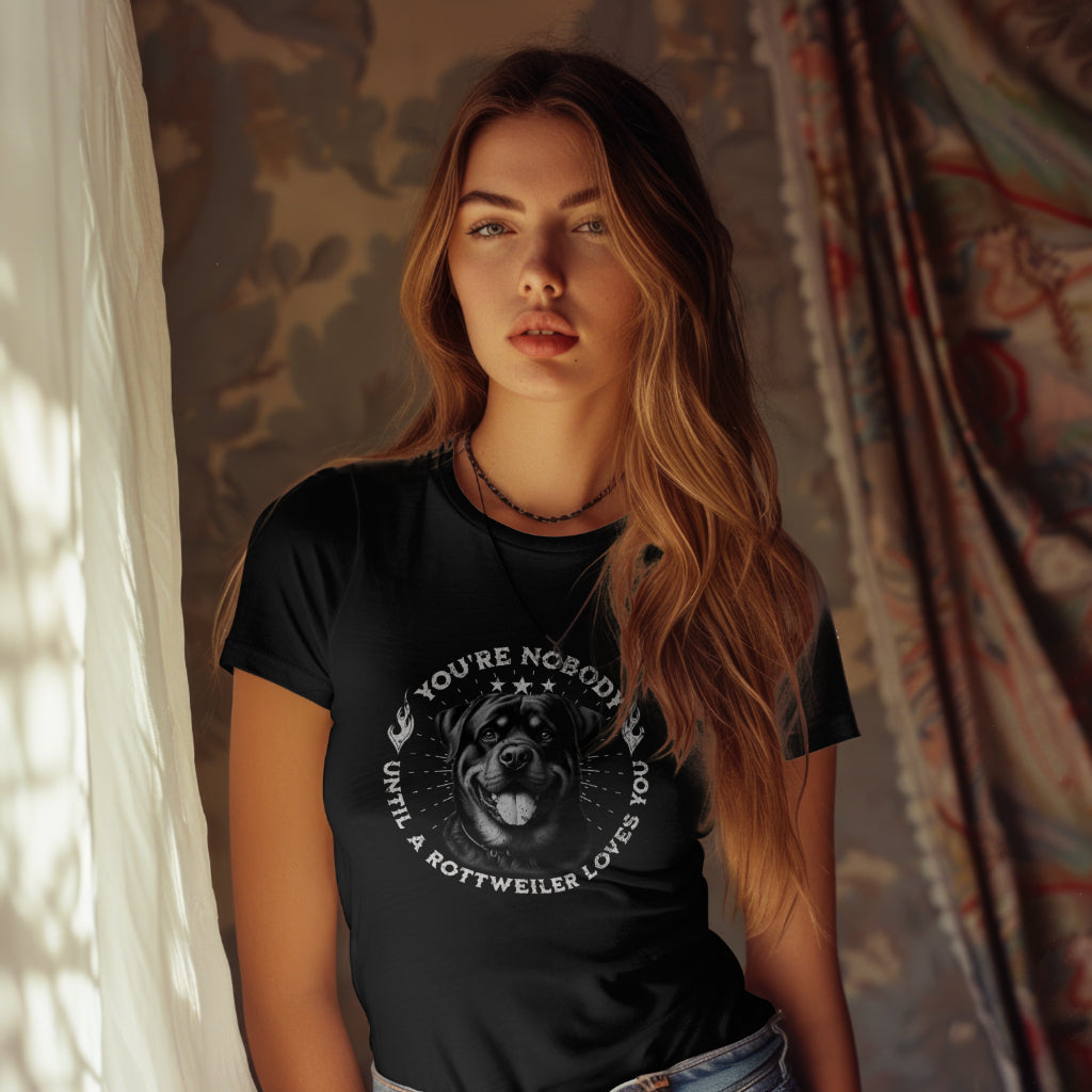 You're Nobody Until A Rottweiler Loves You. Premium Unisex Crewneck T-shirt | Bella + Canvas 3001