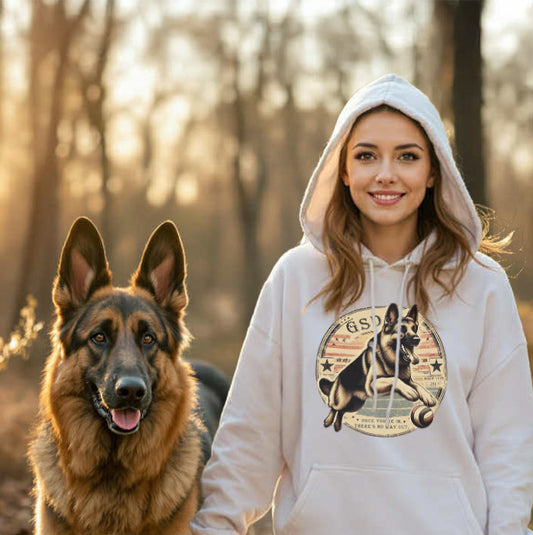 German Shepherd with Mob Text. Classic Unisex Pullover Hoodie | Gildan® 18500