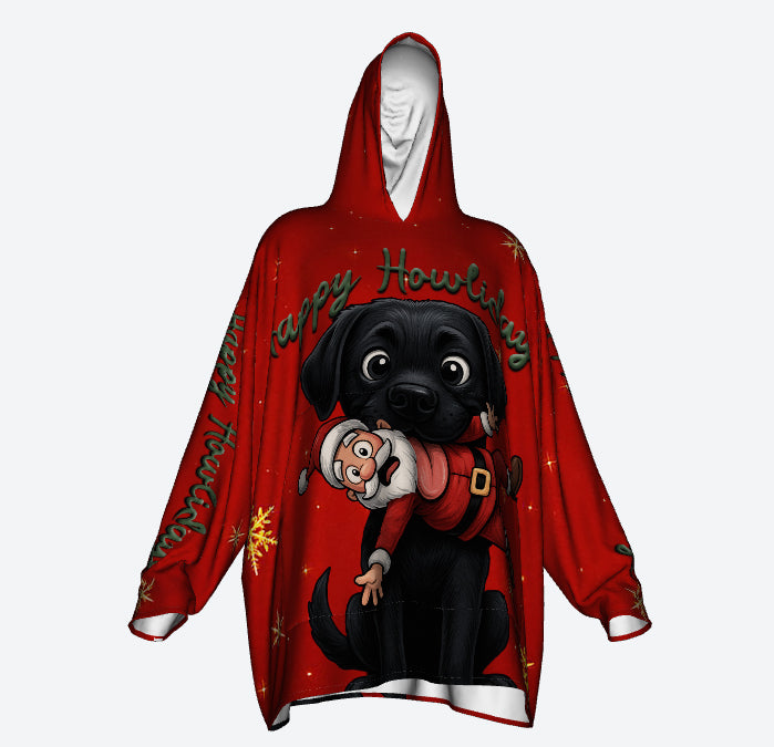 Happy Howlidays - Black Labrador. Cosy Oversized Christmas Hoodie  - Your Personal Cloud of Comfort.