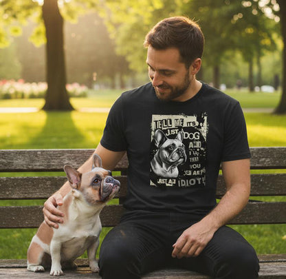 Tell Me It's Just A Dog.. - Brindle Pied/Honey Pied/White French Bulldog.  Premium Unisex Crewneck T-shirt | Bella + Canvas 3001