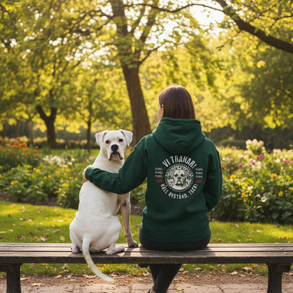Vi tränar - Vit boxer. Tryck fram och bak.  Classic Unisex Pullover Hoodie | Gildan® 18500