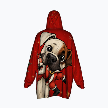 Happy Howlidays White Boxer. Cosy Oversized Christmas Hoodie  - Your Personal Cloud of Comfort.