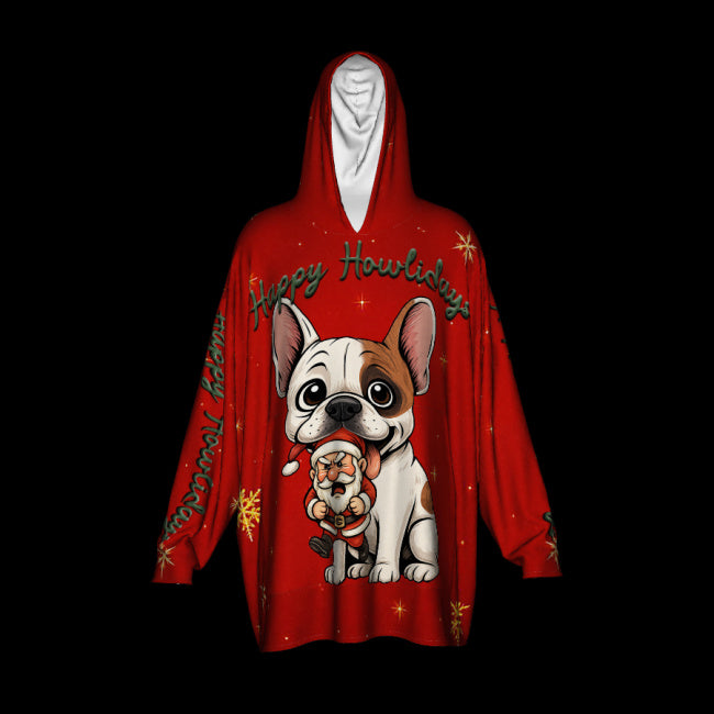 Happy Howlidays - Honey Pied French bulldog. Cosy Oversized Christmas Hoodie  - Your Personal Cloud of Comfort.