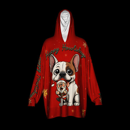 Happy Howlidays - Honey Pied French bulldog. Cosy Oversized Christmas Hoodie  - Your Personal Cloud of Comfort.
