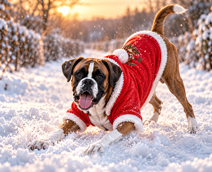 Boxer Christmas Hoodie - 'Santa? What Santa?' Festive Dog Jacket. Personalize Your Pup. Pick the Boxer illustration that looks most like your four-legged best friend!