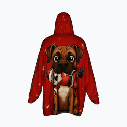 Happy Howlidays Solid Fawn Boxer. Cosy Oversized Christmas Hoodie  - Your Personal Cloud of Comfort.