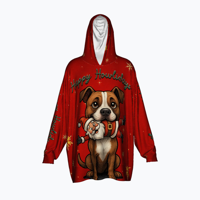 Happy Howlidays - Amstaff. Cosy Oversized Christmas Hoodie  - Your Personal Cloud of Comfort.